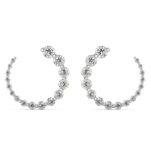 1 1/2Ct Graduated Diamond Circle Earrings 14k Gold Journey Studs Lab Grown