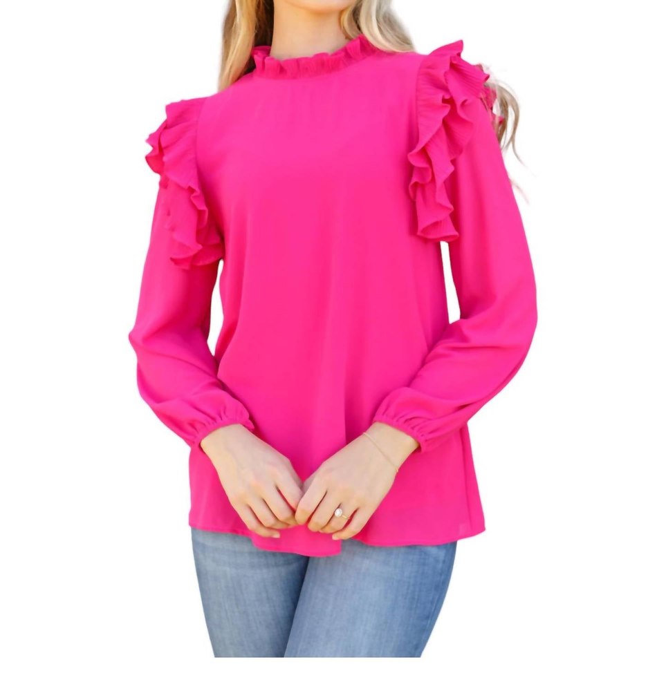 Meet Me For Lunch Ruffled Top In Hot Pink 7766657499196