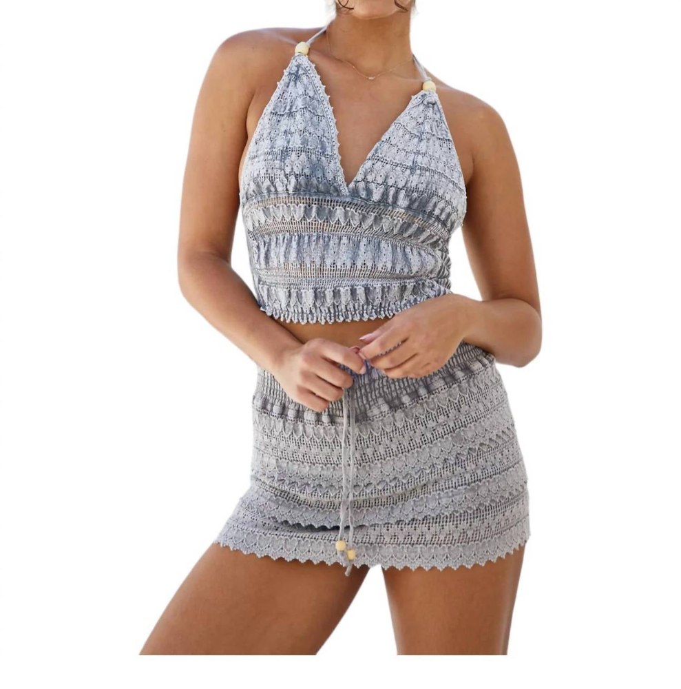 Cosmic Crochet Halter Top In Grey 7766658711612