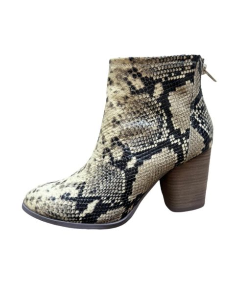 Women’s Avery Heeled Bootie In Neutral Embossed Snakeprint