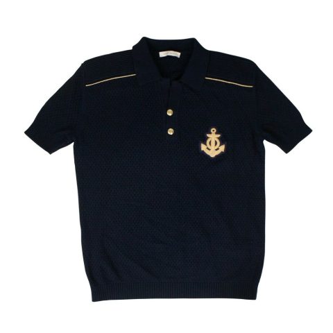 Pierre Balmain Cotton ‘Anchor’ Knit Sweater – Navy Blue