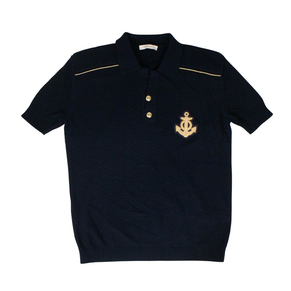 Pierre Balmain Cotton ‘Anchor’ Knit Sweater – Navy Blue