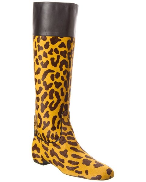Roger Vivier Haircalf & Leather Knee-High Boot 7766659432508