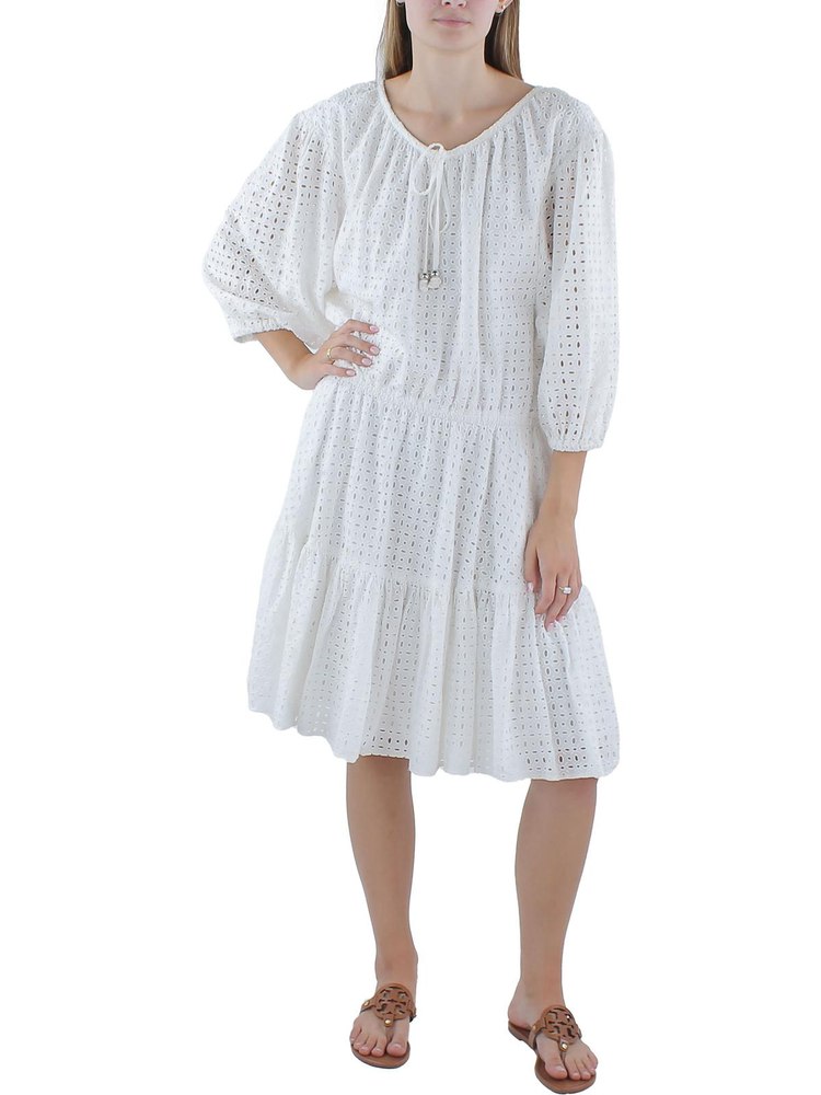 Womens Embroidered Smocked Tunic Dress 7766661890108