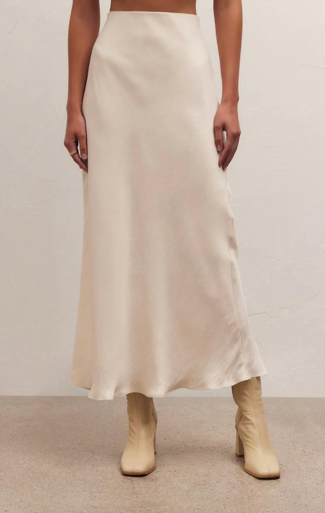 Europa Luxe Sheen Skirt In Sandstone