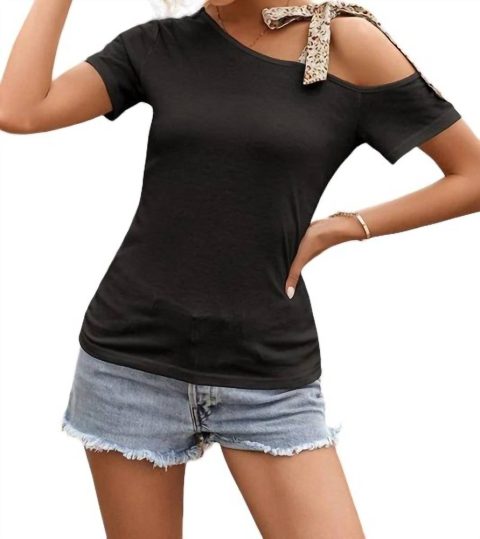 Off The Shoulder Leopard Strap Top In Black 7766669426748