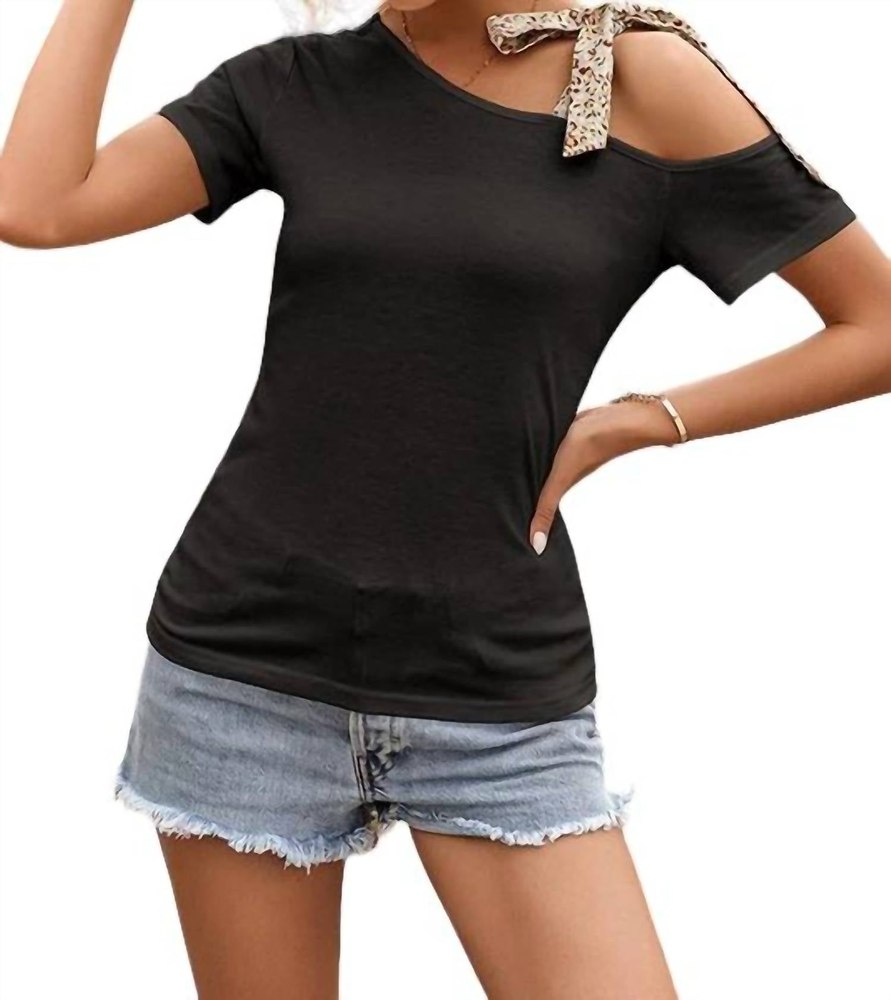 Off The Shoulder Leopard Strap Top In Black 7766669426748