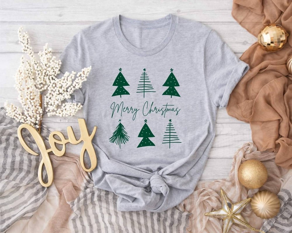 Merry Christmas Tree Tee In Grey 7766675521596