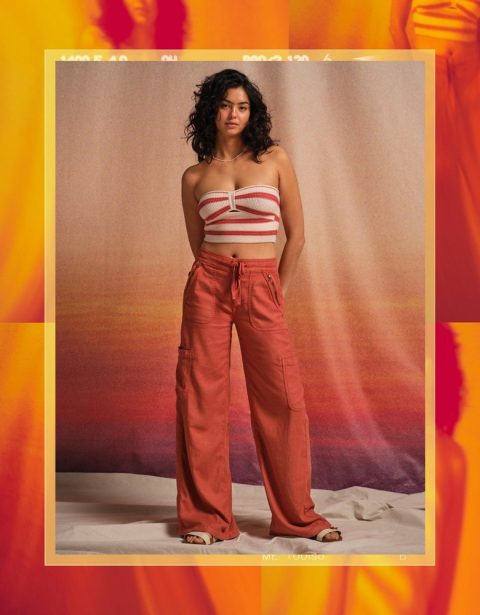 AE Dreamy Drape Linen-Blend Baggy Wide-Leg Cargo Pant 7678400233532
