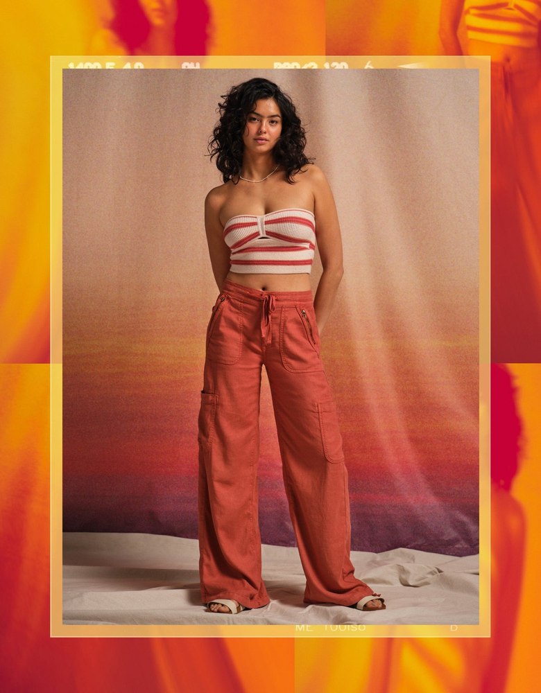 AE Dreamy Drape Linen-Blend Baggy Wide-Leg Cargo Pant 7678400233532
