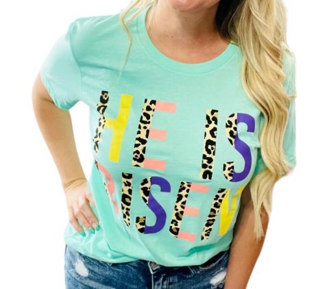 He Is Risen Leopard Tee In Mint 7766667100220