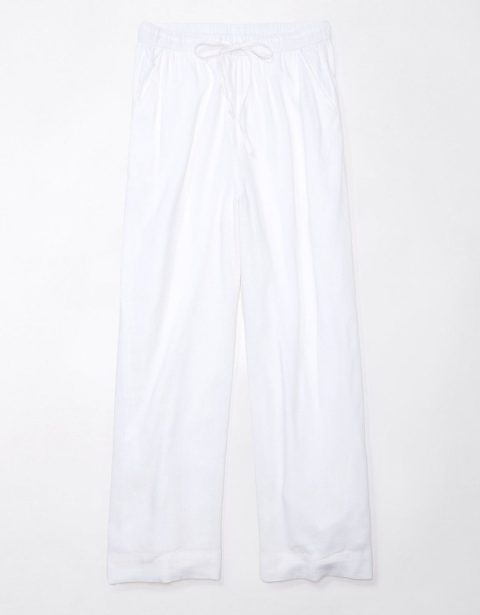 AE Linen-Blend Pull-On Wide-Leg Pant 7678398627900