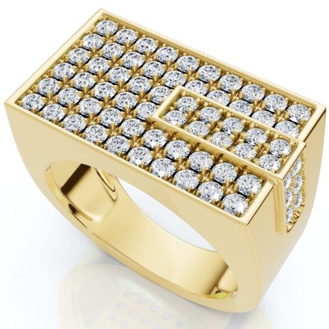 Men’s 1CT Diamond Rectangle Cluster Ring 10k Gold Lab Grown
