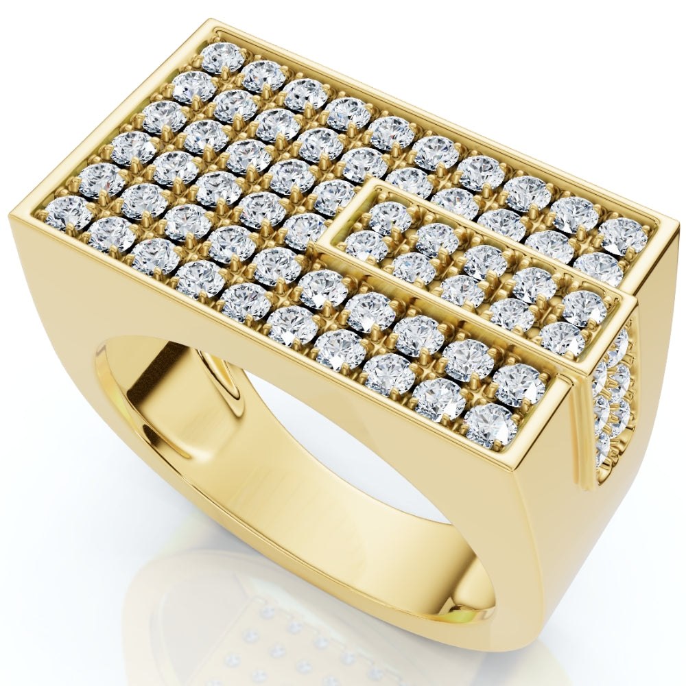 Men’s 1CT Diamond Rectangle Cluster Ring 10k Gold Lab Grown
