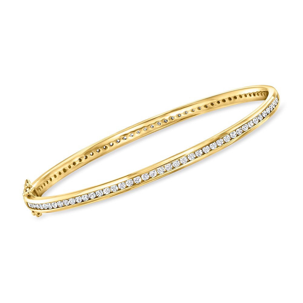 Ross-Simons CZ Eternity Bangle Bracelet in 18kt Gold Over Sterling