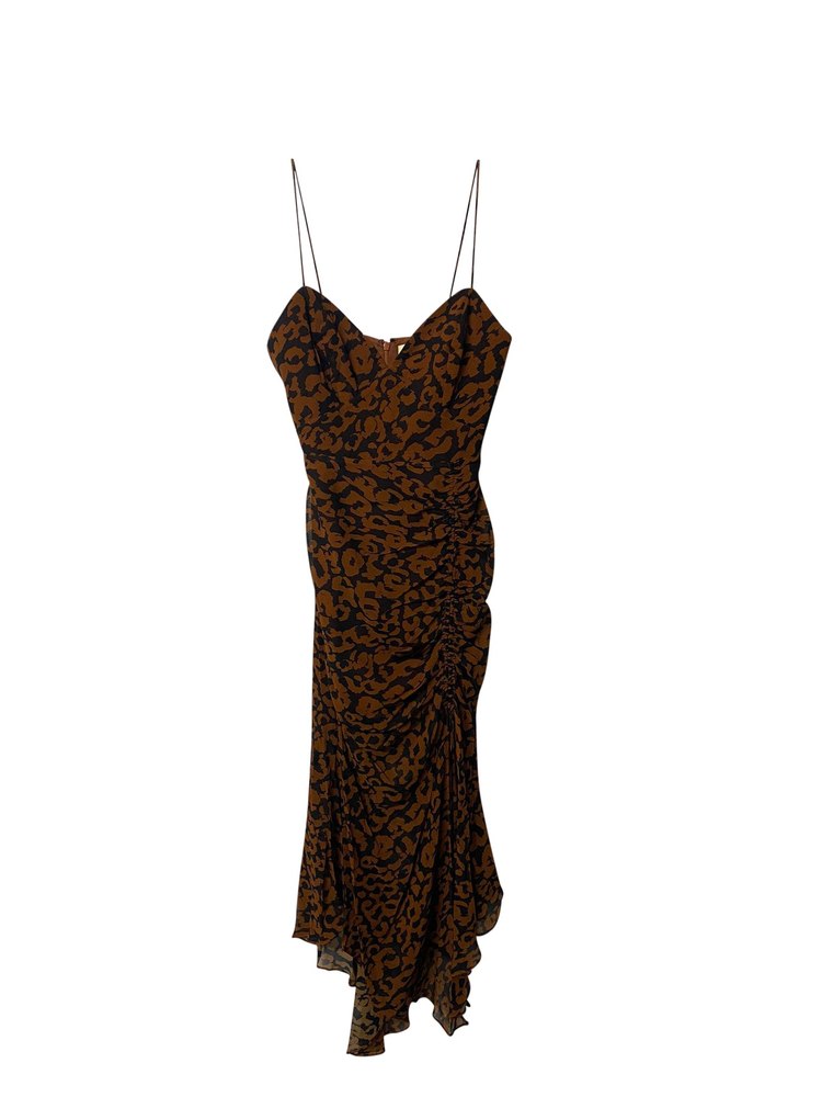 Nicholas Midi Dress in Leopard Print Silk Chiffon 7766681387068
