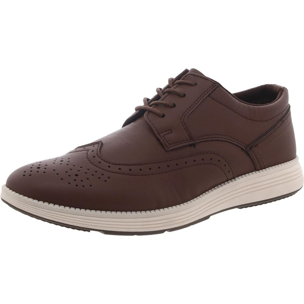 Faux Leather Wing Tip Oxfords