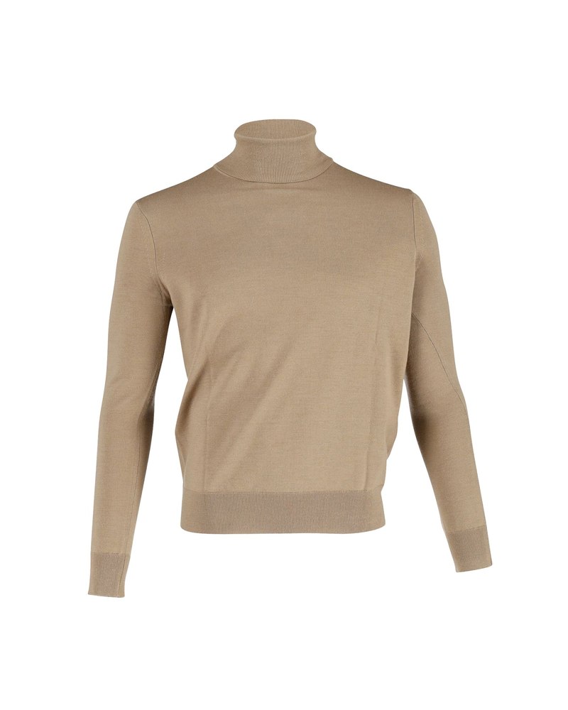 Sandro Paris Funnel Neck Sweater in Beige Wool