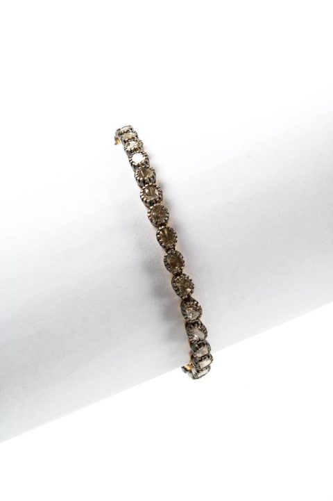 Gunda Womens Sterling Silver Yellow Gold Raw Diamond Tennis Bracelet 6mm