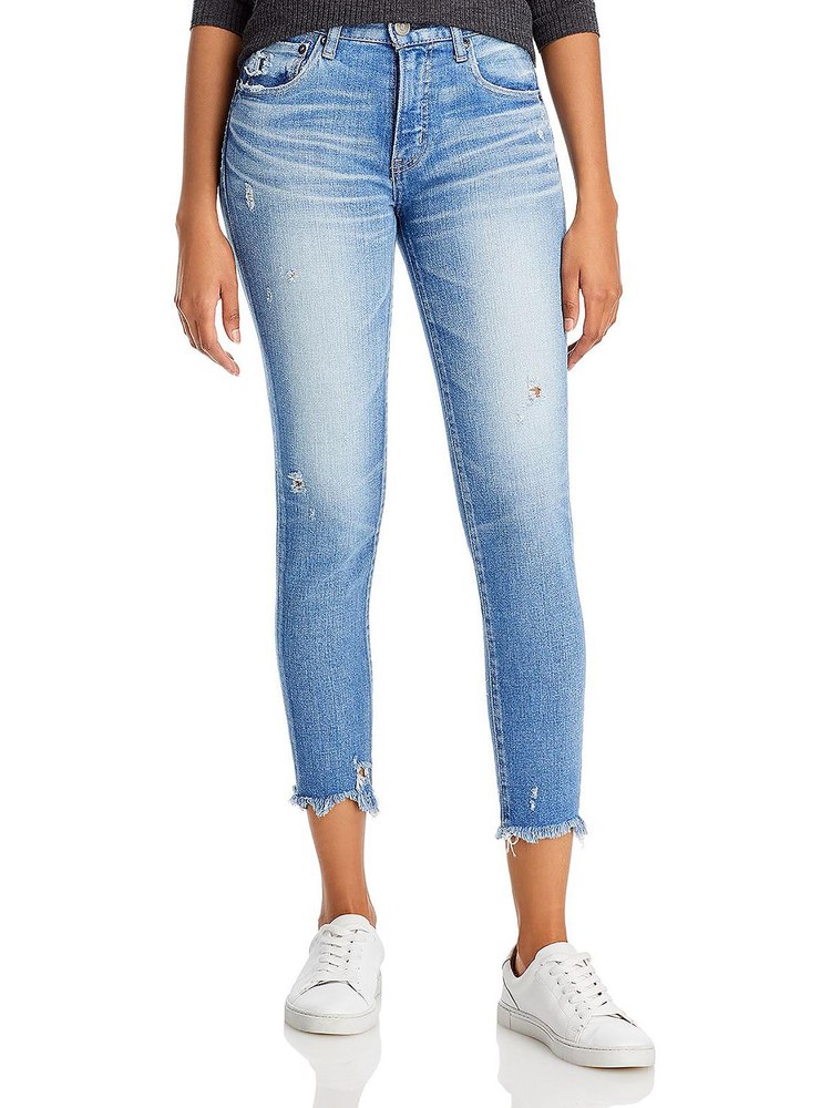 Womens Mid-Rise Light Wash Skinny Jeans