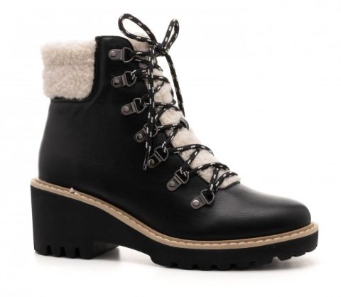 Women’s Sherpa Wedge Boots In Black 7766682501180