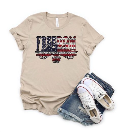 Freedom Flag/eagle Tee In Beige 7766682763324