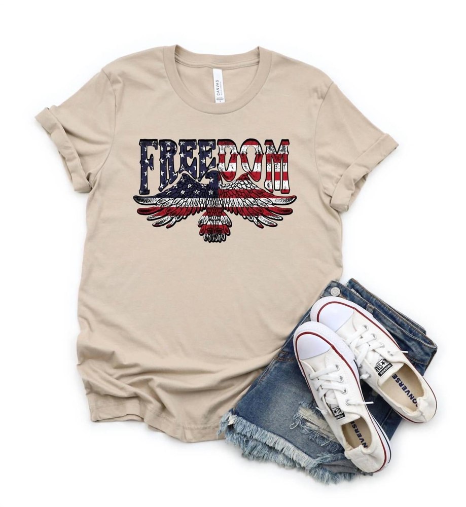Freedom Flag/eagle Tee In Beige 7766682763324