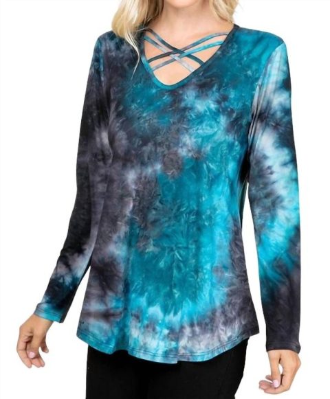 The Kate Tiedye Criss Cross Top In Blue 7766682861628