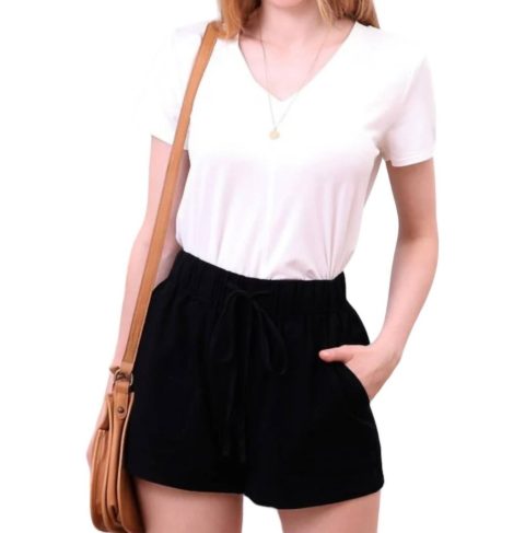 Drawstring Shorts In Black 7766682730556