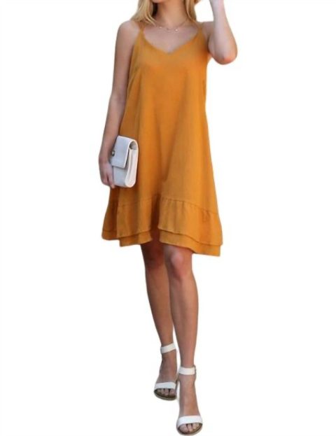 Ruffle My Feathers Dress In Mustard 7766685122620