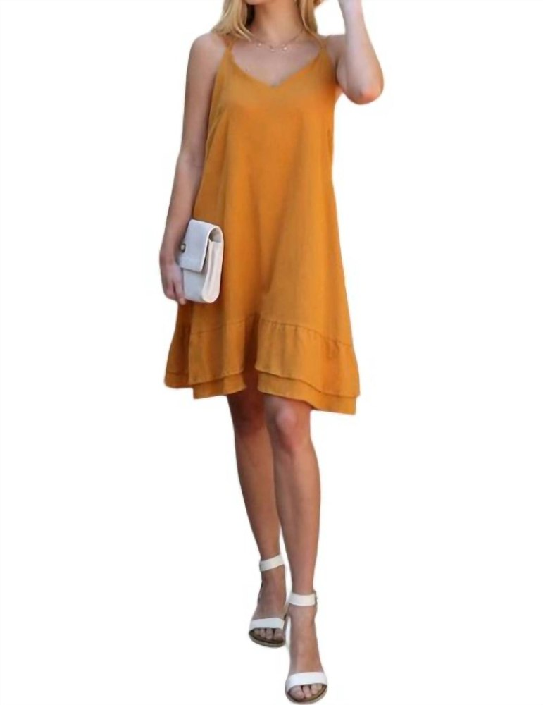 Ruffle My Feathers Dress In Mustard 7766685122620