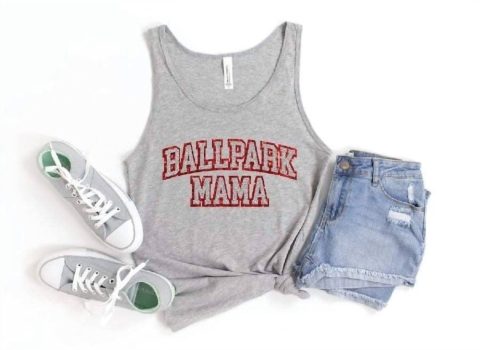 Ballpark Mama Glitter Tank Top In Grey 7766683320380