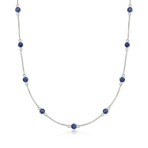 Ross-Simons Sapphire Station Necklace in Sterling Silver