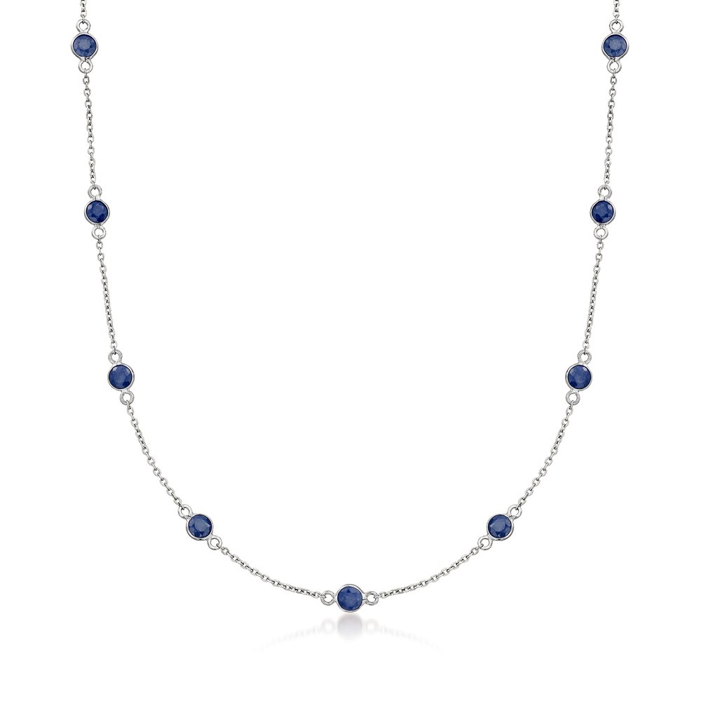Ross-Simons Sapphire Station Necklace in Sterling Silver