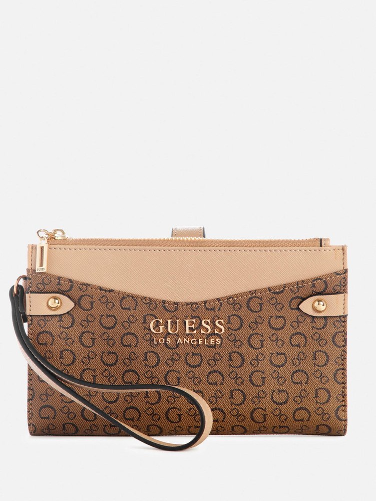 Lyndall Signature Print Double-Zip Fold-Over Wallet
