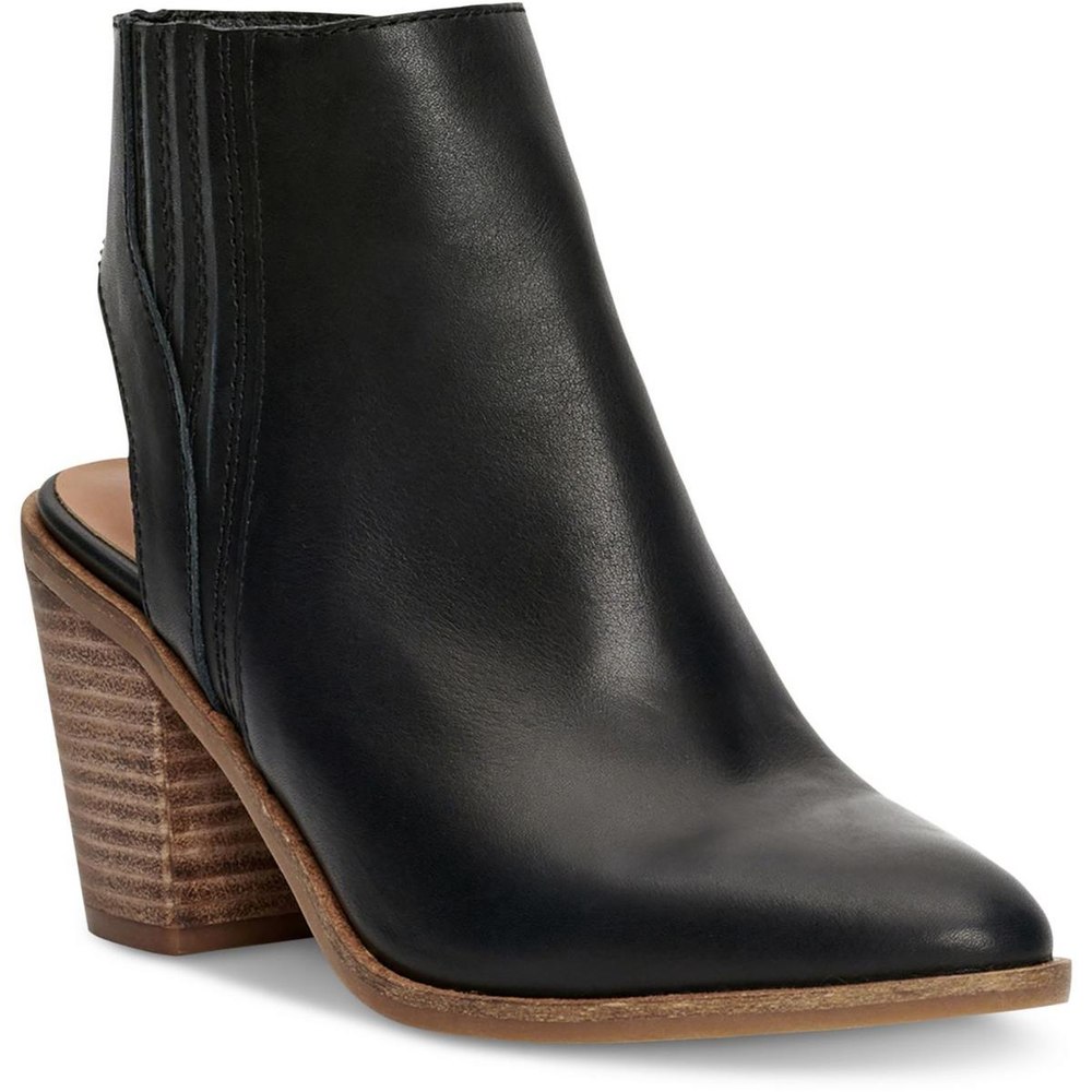 Shyna Leather Croc Embossed Stacked Block Heel Shootie