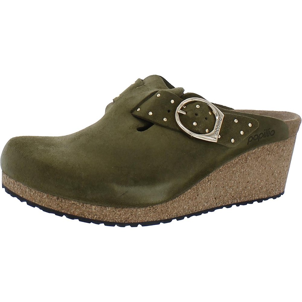 Fanny Ring-Buckle Suede Slip On Clogs