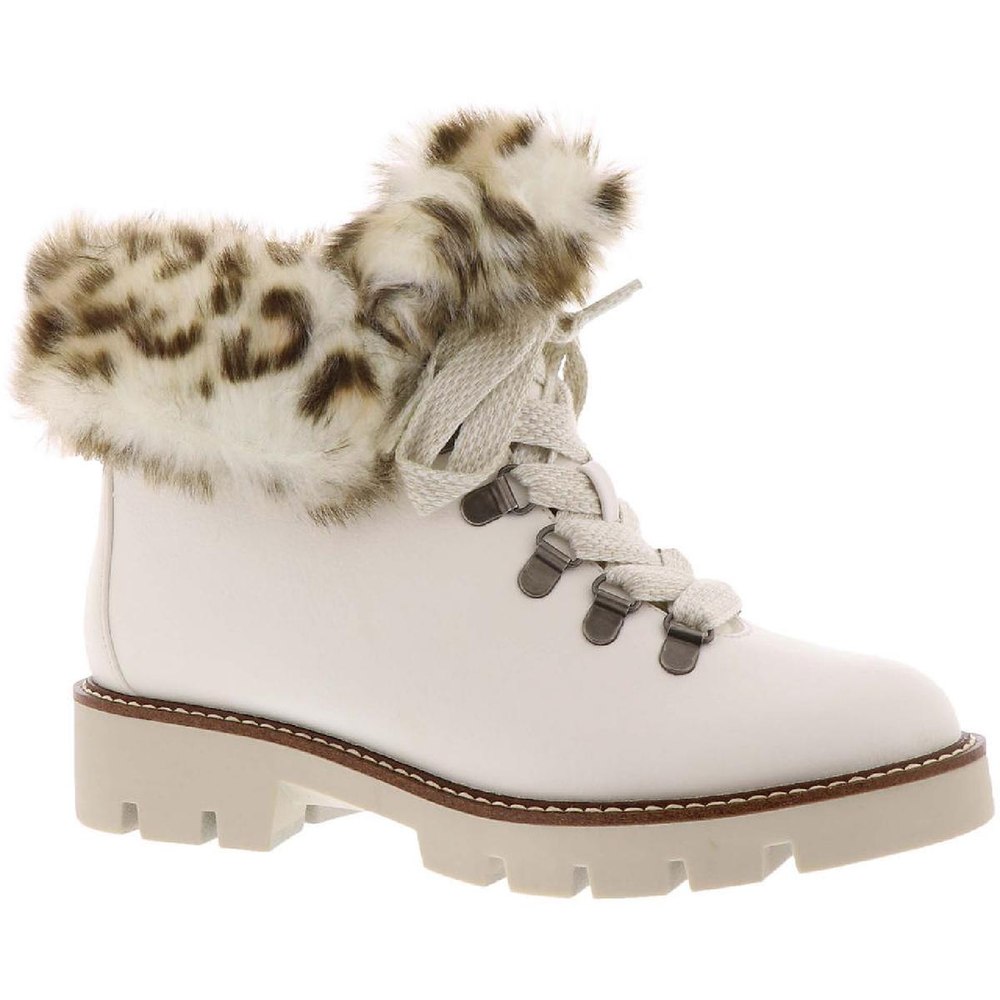 Glamorous Faux Leather Faux Fur Combat & Lace-up Boots