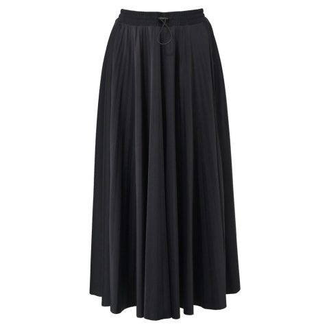 Valentino Logo Printed Knit Pleated Midi Skirt in Black Polyamide 7766688858172