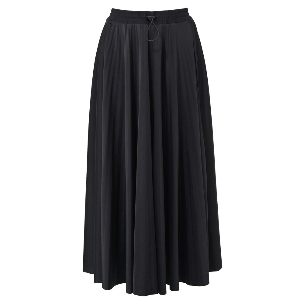 Valentino Logo Printed Knit Pleated Midi Skirt in Black Polyamide 7766688858172