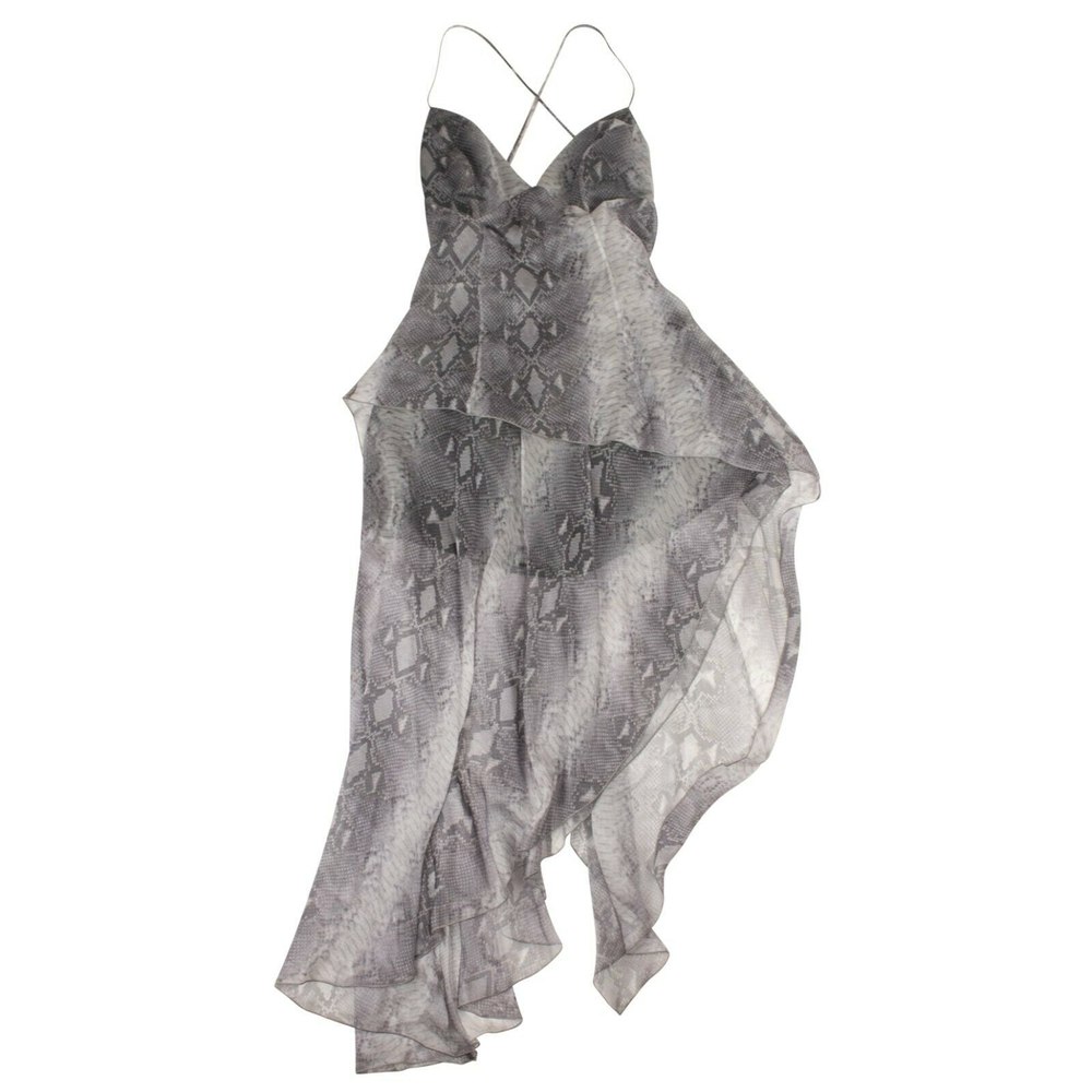 Amiri Silk Snake Print Long Dress – Gray