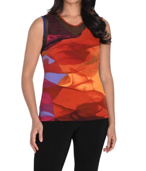 Print Sleeveless Tank Top In Royal/orange 7803843969084