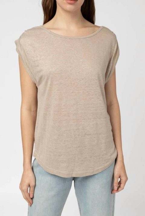 Linen Knit Top In Taupe 7832072814652