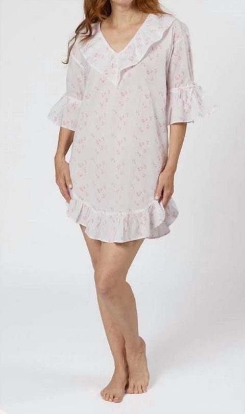 Lily Cotton Poet Nightshirt In Pink Floral 7803856060476