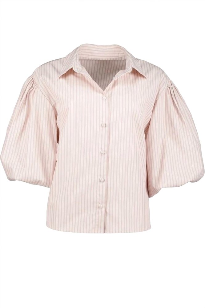 Women’s Tyra Puff Sleeve Top In Pink Stripe 7703546855484