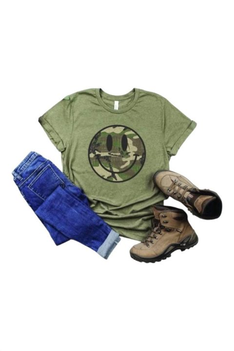 Camo Smiley Tee In Army Green 7803856191548