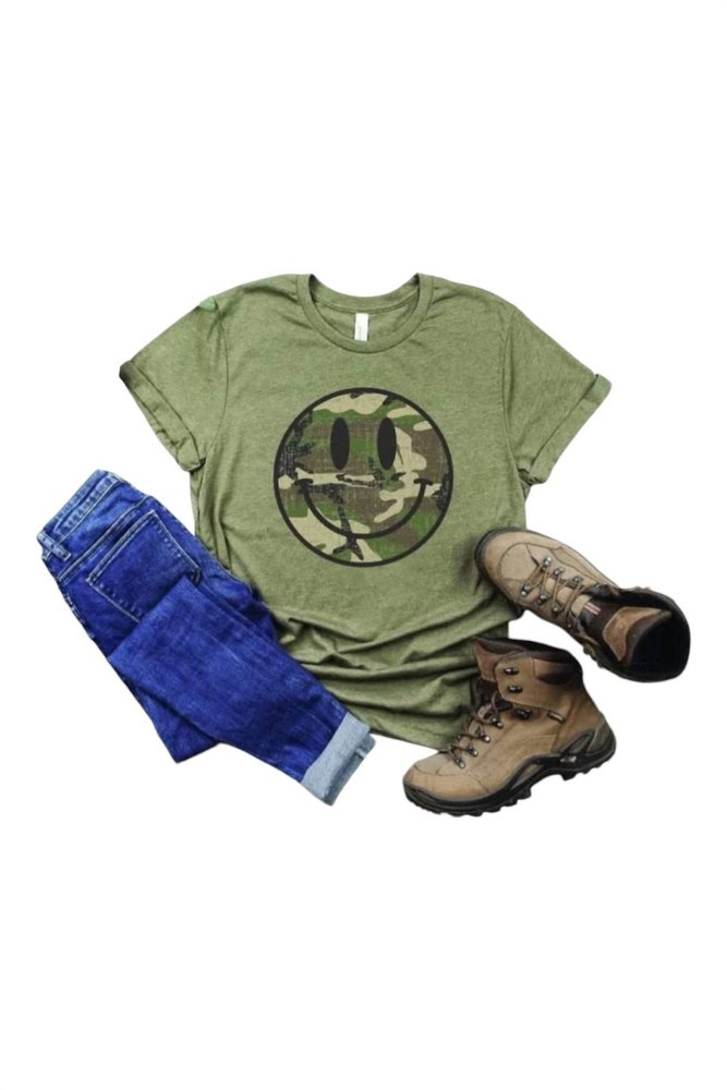 Camo Smiley Tee In Army Green 7803856191548