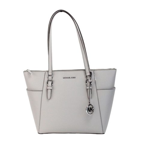 Michael Kors Charlotte ivory Large Leather Top Zip Tote Bag Women’s Purse