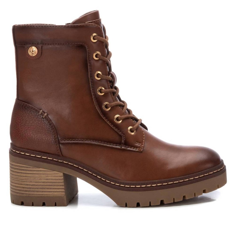 Women’s Combat Booties In Camel 7803859599420