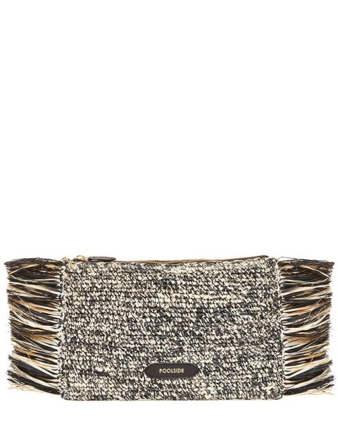 POOLSIDE Tropical Fringe Raffia Clutch